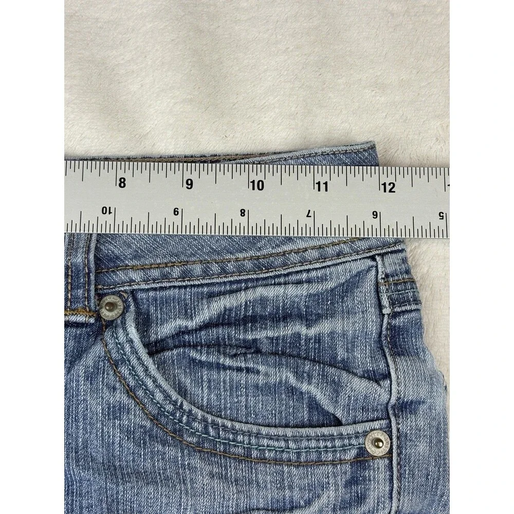 Justice Denim Capri Jeans Girls 10 Regular Med Wash Back Flap Pockets Y2K 90s